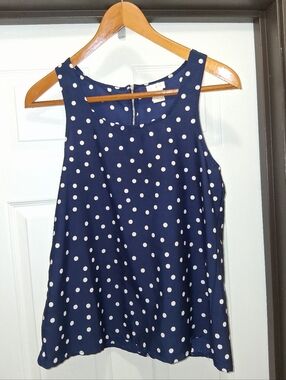 🍉Navy Polka Dot Zip In Tank Top
